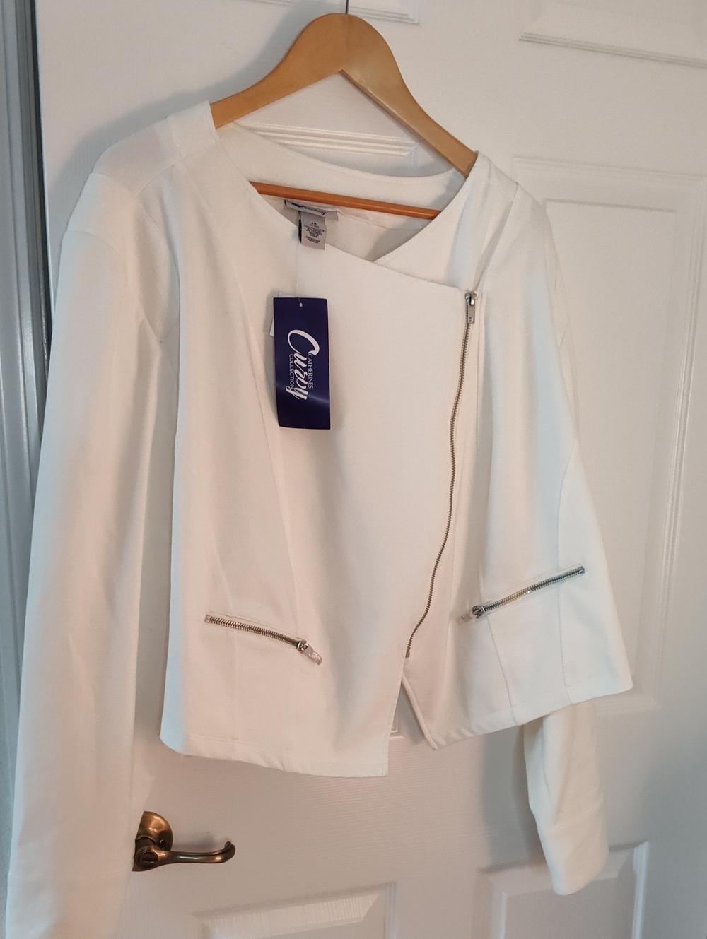Corey Lynn Calter White Asymmetric Zip Blazer